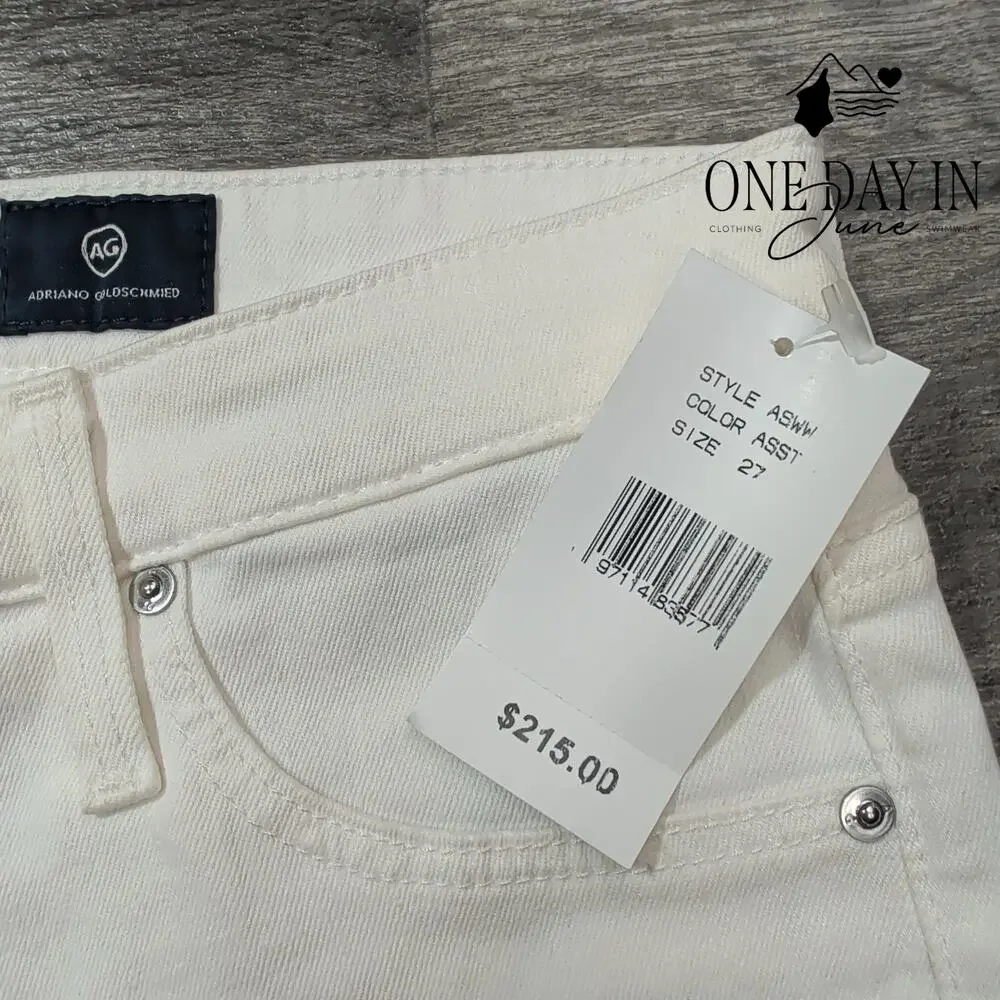 AG Adriano Goldschmied Farrah Skinny Ankle Jeans White Distressed NWT Size 4 (27